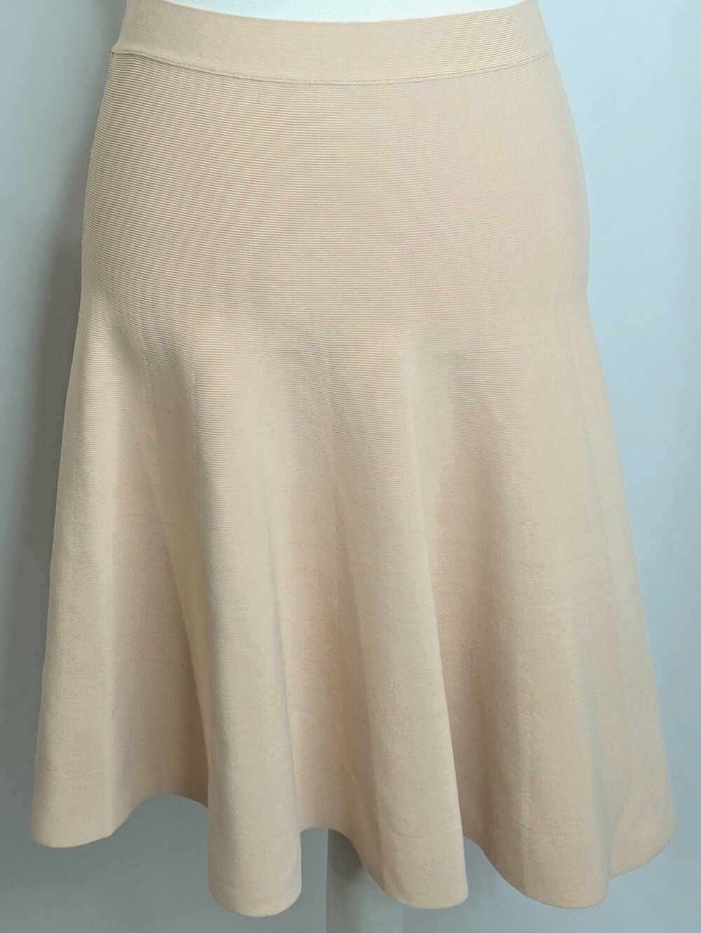 BCBGMAXAZRIA Ingrid Bare Pink Ribbed Knit Flare Skirt NWT L